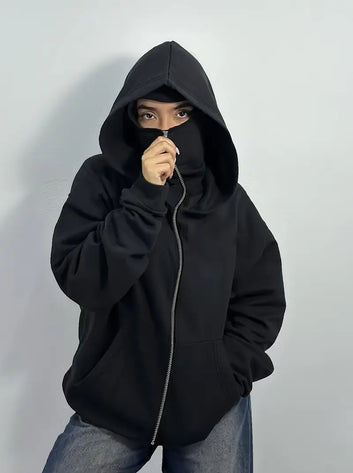 Street Style women's Balaclava Hoodie | Ninja Hoodie | Full Face Mask | Zip Up Hoodie