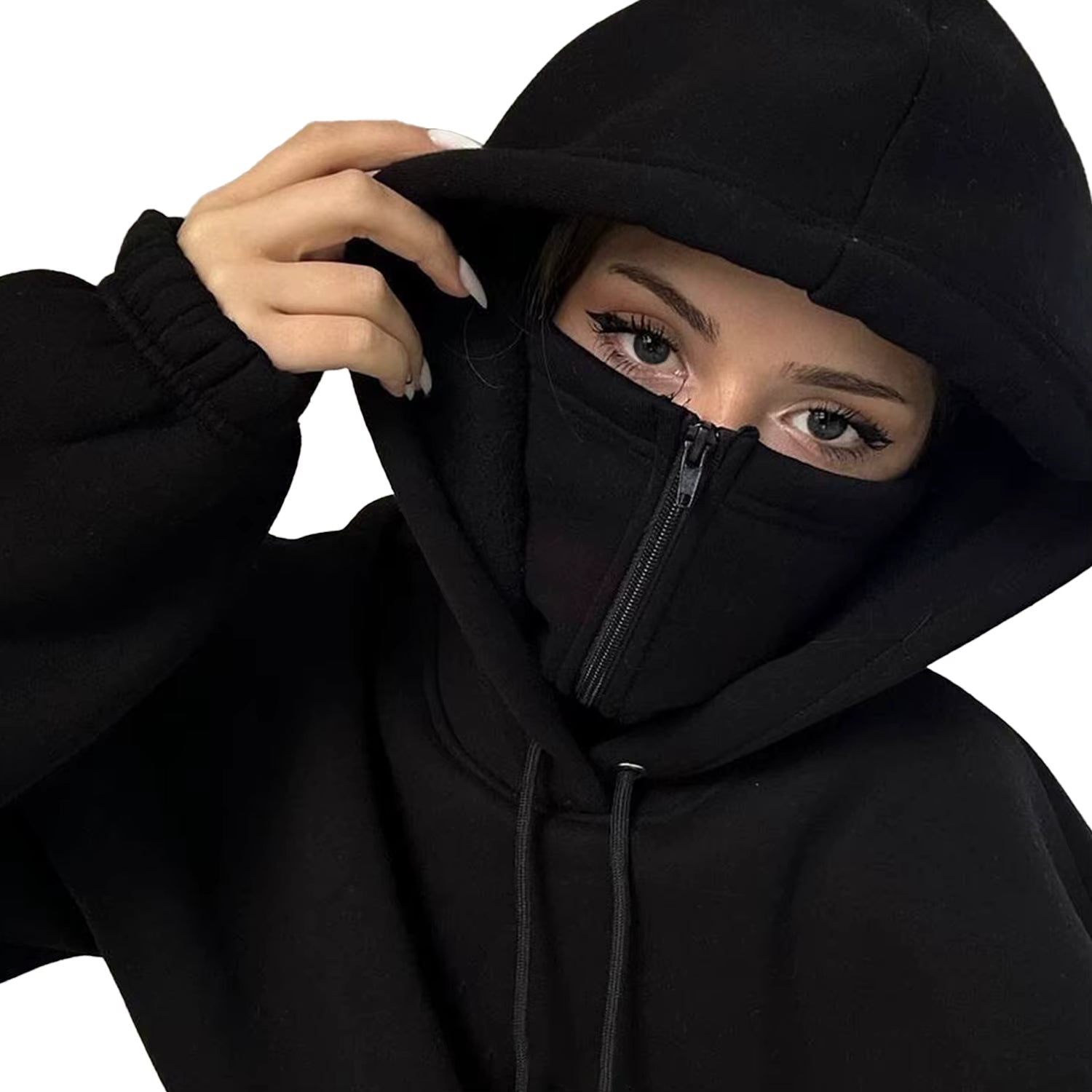 Street Style women's Balaclava Hoodie | Ninja Hoodie | Full Face Mask | Zip Up Hoodie