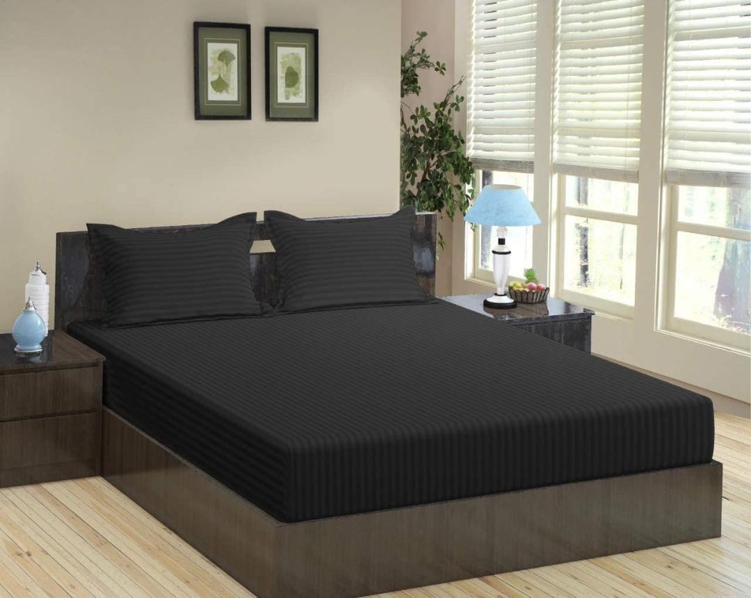 Elastic Fitted Cotton Bedsheet With 2 Pillow Covers