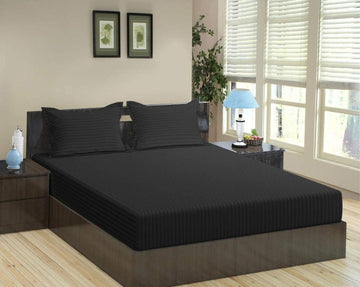 Elastic Fitted Cotton Bedsheet With 2 Pillow Covers