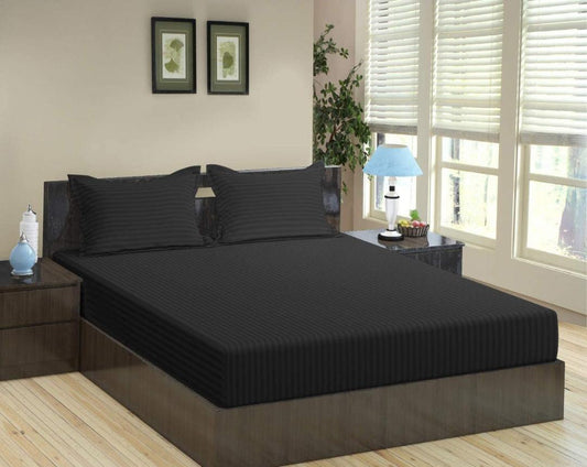 Elastic Fitted Cotton Bedsheet With 2 Pillow Covers