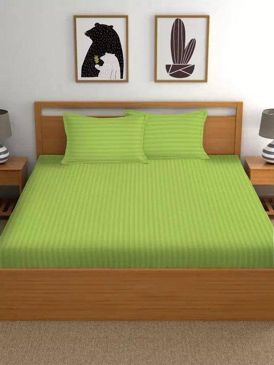 Elastic Fitted Cotton Bedsheet With 2 Pillow Covers