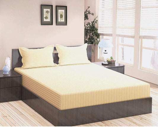 Elastic Fitted Cotton Bedsheet With 2 Pillow Covers
